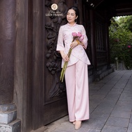 Lam Design Linh Dan Flower Dharma Dress Lien Trang Floral Silk Chiffon Fabric for Buddhists Temple D