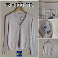 Cardigan Lidi Knit GU by Uniqlo Milk Chocolate Coksu V Neck Size S fit M Women's Outer TopWanita GF7