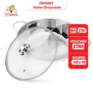 FAMART Stainless Steel 2 Compartment Hot Pot 34cm - 304 stainless steel pot