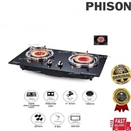 Phison PGC-703/Pentec MD827 InfraRed Built In /Cook Top Double Burner Gas Stove/Dapur Kaca (7MM Tempered Glass)