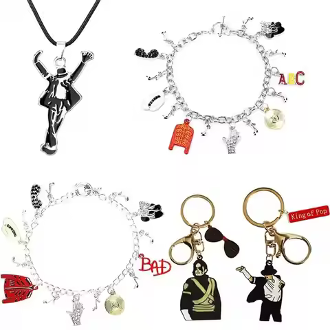 MJ King of Pop Artist Singer Michael Jackson BAD Necklace Bracelet Rock Roll Everlasting Classic MJ 