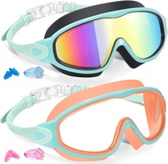Keary 2 Pack Kids Swim Goggles for 3-15 UV Protection Anti-Fog Pool Water Swimming Goggles For Boys 