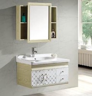 FUO衛浴:80公分合金櫃體 陶瓷盆浴櫃組(含鏡櫃,龍頭) T9013