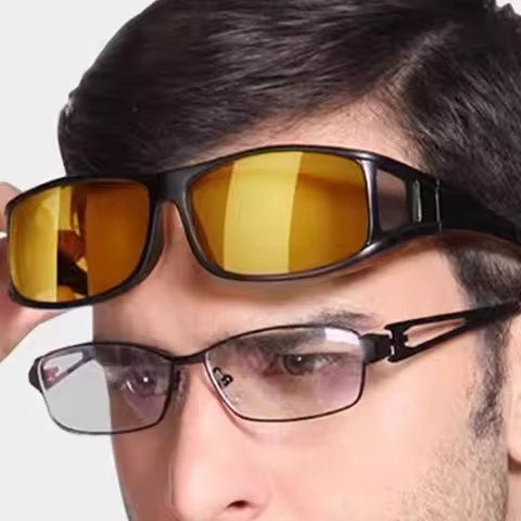 Motorcycle Driving Goggles Car Night Vision Sunglasses Unisex Driver Night Day Driving Wrap Around A