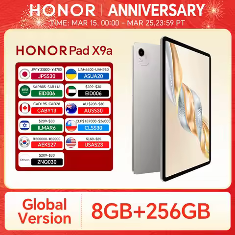 Global Version HONOR Pad X9a 6GB+128GB/8GB+256GB 11.5'' 2.5K 120Hz LCD Screen 8300 mAh Battery 35W S