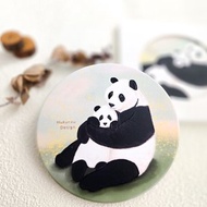 手繪熊貓母子陶瓷吸水杯墊