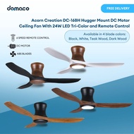 Acorn Creation DC-168H Hugger Mount DC Motor Ceiling Fan With 24W LED Tri-Color and Remote Control
