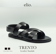 elio originals - รองเท้าแตะหนังแท้ รุ่น Trento (unisex) สีดำ Black