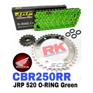 JRP Sprocket Set Honda CBR250RR New 520 O-Ring GREEN Chain Rantai Hijau CBR250 RR CBR 250RR Accessor