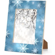 Christmas Teal Snowflake 5x7 Picture Frame Wood Photo Frame Vertical or Horizontal Display 5 by 5 Ph