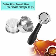 2-cup 51mm Coffee Filter Container for Breville Delonghi Krups - Silver