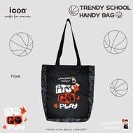 Icon Handy Bag Polyester "Let's Go Play" Black to carry to school or use as eco Library Bag