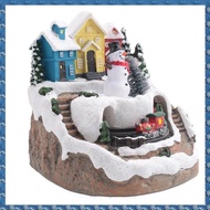 (CSID) {0} Christmas Village Houses Sets Rotating Train Display Figurines LED Light Up Musical Chris