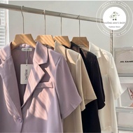 Blazer Short Sleeve Women's Vest, Beautiful Korean Style 4 Colors [Purple, Black, Beige, White]