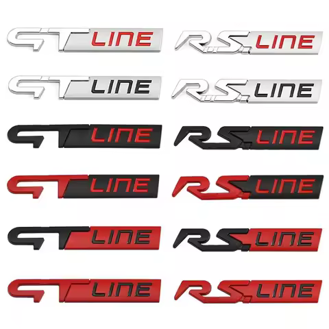 Car Metal GT RS Line Badge Emblem Decals Sticker For Logan Clio Megane 2 3 4 Captur Koleos Espace Tw