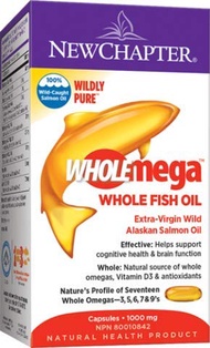 Fish Oil Supplement - DHA (Docosahexaenoic Acid) 220 mg, Wholemega Wild Alaskan Salmon Oil with Omeg