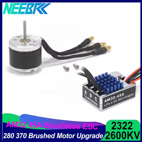 2322 2600KV Outrunner Brushless Motor AM32 45A ESC for 1/12 RC Car 280 370 Brushed Motor Upgrade Kit