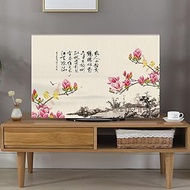 Chinese Ink Painting TV Dust Cover,42in 47in 55in Wall Mounted LED Curved Screen Anti Slip Cover Clo