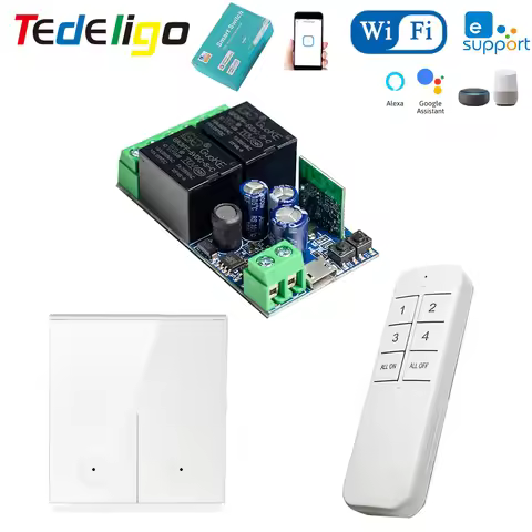 Tedeligo 2.4GHz Ewelink WiFi Smart Switch 12V 24V 48V Garage Motor Gate Light Remote Controller,Timi