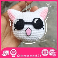 GANTUNGAN Amigurumi gojo cat Knitted Keychain | Amigurumi gojo catKeychain