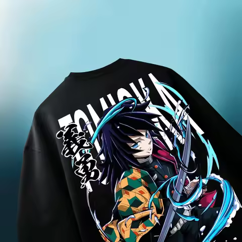 Demon Slayer: Kimetsu No Yaiba - Yoshiyuki Tomioka Printed T-shirt, Plate-size Short-sleeved for Bot