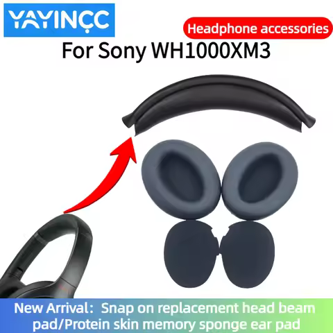 Replacement Snap on Headbeam cushion/Protein skin memory sponge ear pad For Sony WH-1000XM3 Headset 