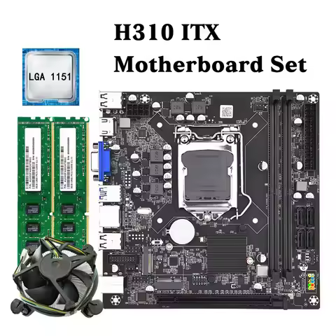 H310 ITX Motherboartd Set LGA1151 Processor DDR4 Dual Channel with CPU Cooler Support M2 NVME 4*SATA