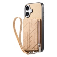 Diagonal Fabric Magnetic Absorption Zipper Wallet Phone Case for iPhone 15 16 16E 17 17E Air Max  Pl