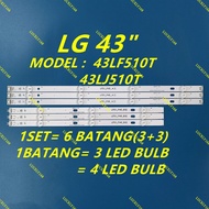 NEW 6PCS/SET NEW 6PCS/SET 43LF510T / 43LJ510T 43" LED TV BACKLIGHT / LAMPU TV 43LF510 43LJ5103LF510T