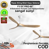 Moden dan ringkas, kipas mewah 60 inci, bilah kipas log, motor DC 6 kelajuan, kuasa angin super kuat