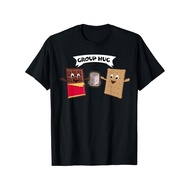 MenS Black Smores Camping T-Shirt - Cotton Stretch Round Neck Tee with Cute Smores & Gummi Bears Pri