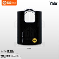 Yale Y121/50/132 Classic Series Outdoor Black Plastic Cover Brass Padlock (Boron Shackle) 50mm