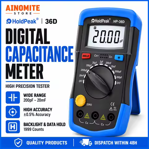 Digital Capacitance Meter 200pF-20mF High Precision Capacitor Tester 1999 Counts LCD Backlight Data 