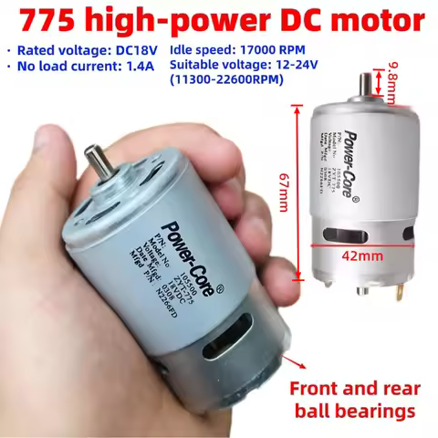 RS-775 Motor with Built-in Cooling Fan, 18V High Speed High Torque DC Motor, D Shaft for Power Tools