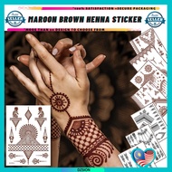 Instant Henna Sticker - Pengantin Inai Sticker Maroon Brown Lace-Maroon Henna/Brown Henna /Red Henna