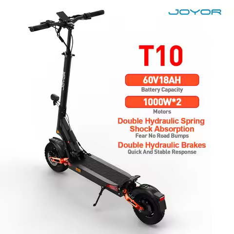 JOYOR T10 Adult Electric Scooter 60V18Ah 1000W*2 Dual Motor Speed 60KM/H Range 30-75KM 10 Inch Off-R