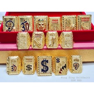 Wing Sing 916 Gold Men Logo Biscuit Ring / Cincin Dollar Om Sanskrit Logo Lelaki Biskut Emas 916