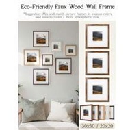 Faux Wood Square Photo Frame With Mat - 20x20cm/25x25cm/30x30cm/10x10cm/40x30cm, Rustic Farmhouse Wa
