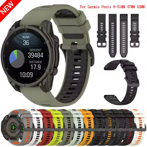 20/22/26mm Silicone Band For Garmin Fenix 8 E 7X 7S 7 Pro Solar/6X 6 Sapphire 5X Plus Quick Fit Brac
