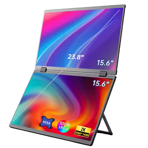 15.6 Inch 2K Dual Screen Portable Monitor 2560*1440P 100%sRGB With 360° Flip External Screen For PC 