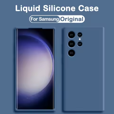 Original Liquid Silicone Case For Samsung Galaxy S21 S22 S23 Ultra S20 FE S10 A52S A33 A53 A52 Note