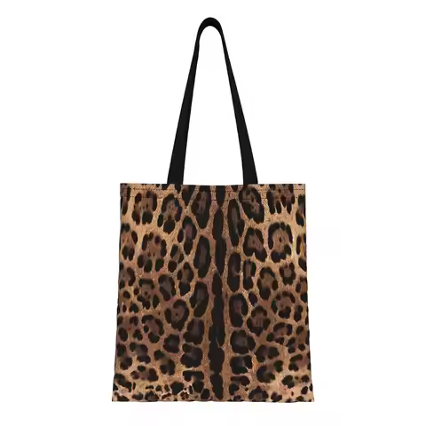 Leopard Print Skin Leopard Print Canvas Tote Bag Perfect for Travel Women's Top-Handle Bags