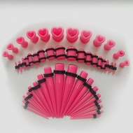 48pcs Transparent Purple Heart Shaped Ear Plugs, Acrylic Ear Gauges Kit, Elegant Design Fits Sizes 1