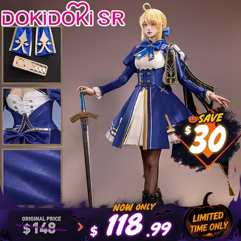 【S-L Ready for Ship】Saber Cosplay Costume Honkai: Star Rail x Fate DokiDoki-SR HSR Women Costume Dre