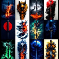 Posters, wall pictures of Swords - Weapons. Size A3, A4. Room decoration, work corner, gaming corner