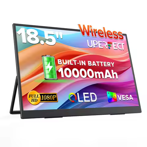 UPERFECT 18.5"100HZ QLED Wireless Portable Monitor 1080P 123.20%RGB 10000mAh Battery Screen For Phon
