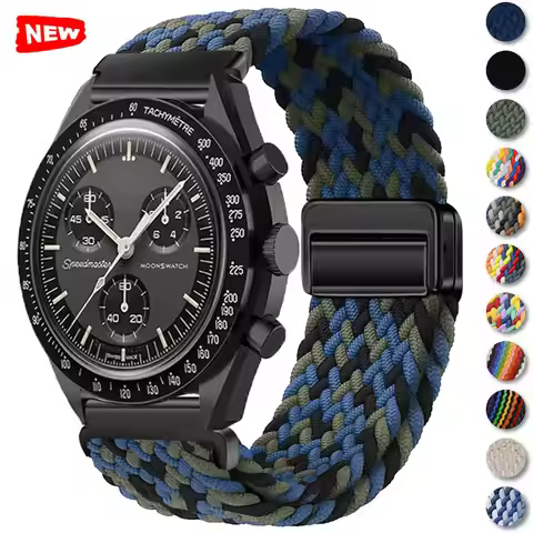 Nylon Loop Strap For Omega X Joint MoonSwatch Magnetic Weave Bracelet 20mm For Amazfit Active 2 GTR 