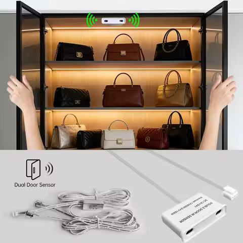 DC12V-24V Dual Door Sensor Switch Auto ON/OFF with Dupont Connector for Wardrobe Cabinet Strip Backl