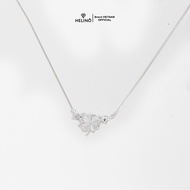 Dây chuyền bạc nữ HELINO cỏ bốn lá đính đá mắt mèo cao cấp trang sức cá tính C54