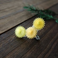 含羞草三連耳環 / 蠶絲線 / 黃色 / 春日色 / 免運費